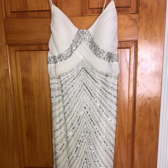 Adrianna Papell Long Ivory Dress with Back Sash - Picture 1 of 4